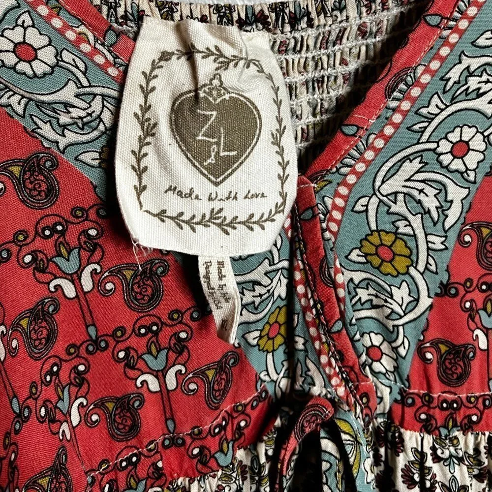 GWENDA PRINTED ADJUSTABLE TASSEL MAXI DRESS Size M - Picture 8 of 16